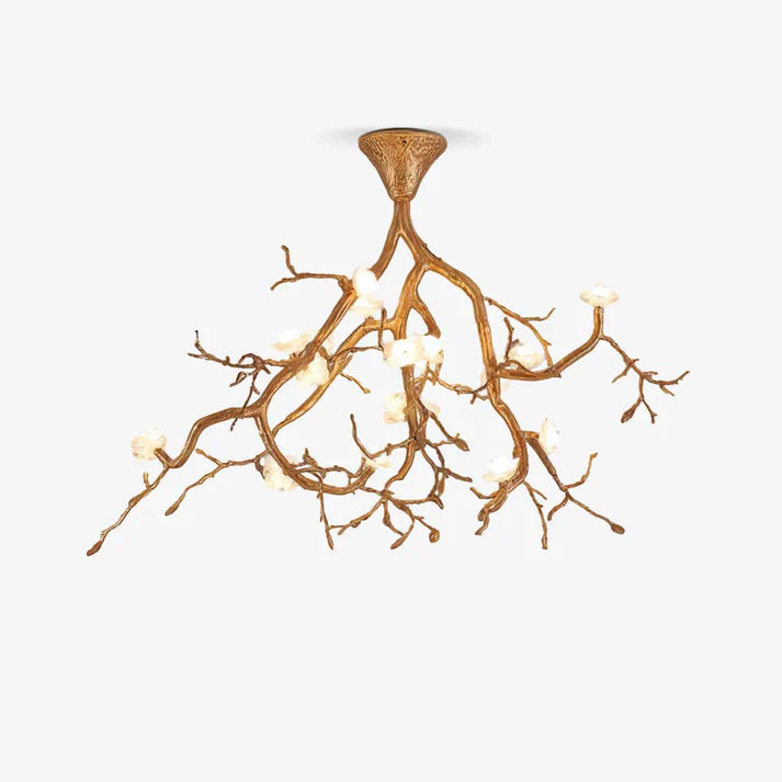 Aurelia Golden Branch & Porcelain Bloom Chandelier - XYlight