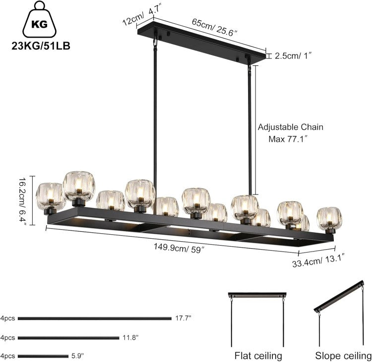 Aurevon Crystal Linear Chandelier 59″ / - XYlight