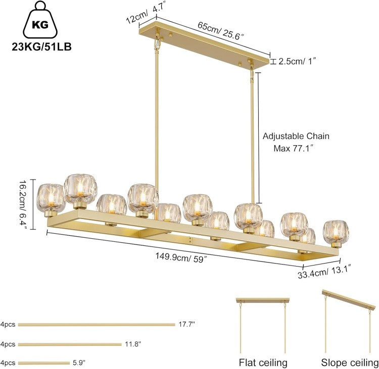 Aurevon Crystal Linear Chandelier 59″ / - XYlight