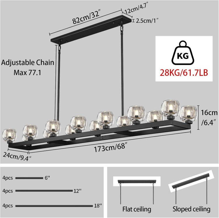 Aurevon Crystal Linear Chandelier 59″ / - XYlight