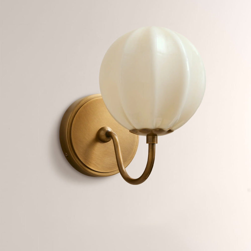 Aveline Gooseneck Ribbed Opal Glass Wall Sconce - XYlight
