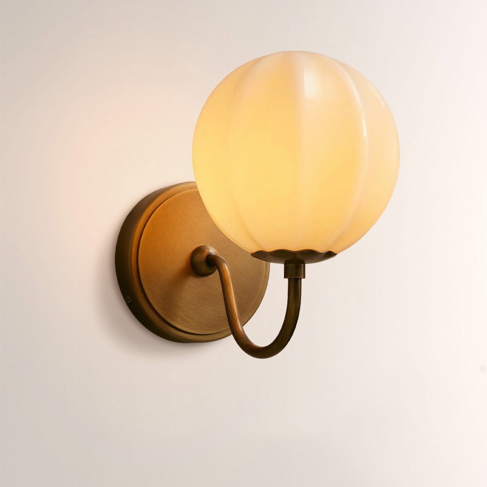 Aveline Gooseneck Ribbed Opal Glass Wall Sconce - XYlight