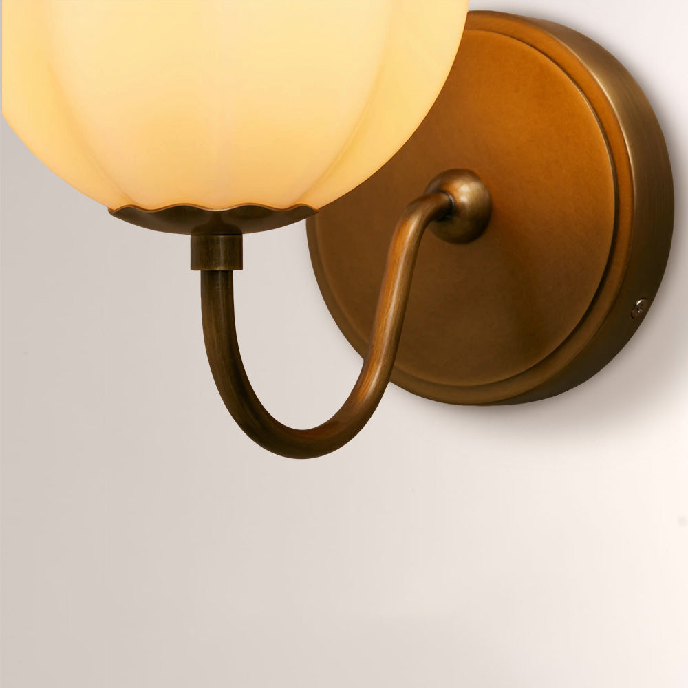 Aveline Gooseneck Ribbed Opal Glass Wall Sconce - XYlight