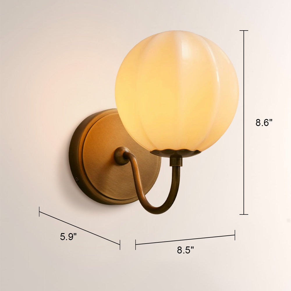 Aveline Gooseneck Ribbed Opal Glass Wall Sconce - XYlight