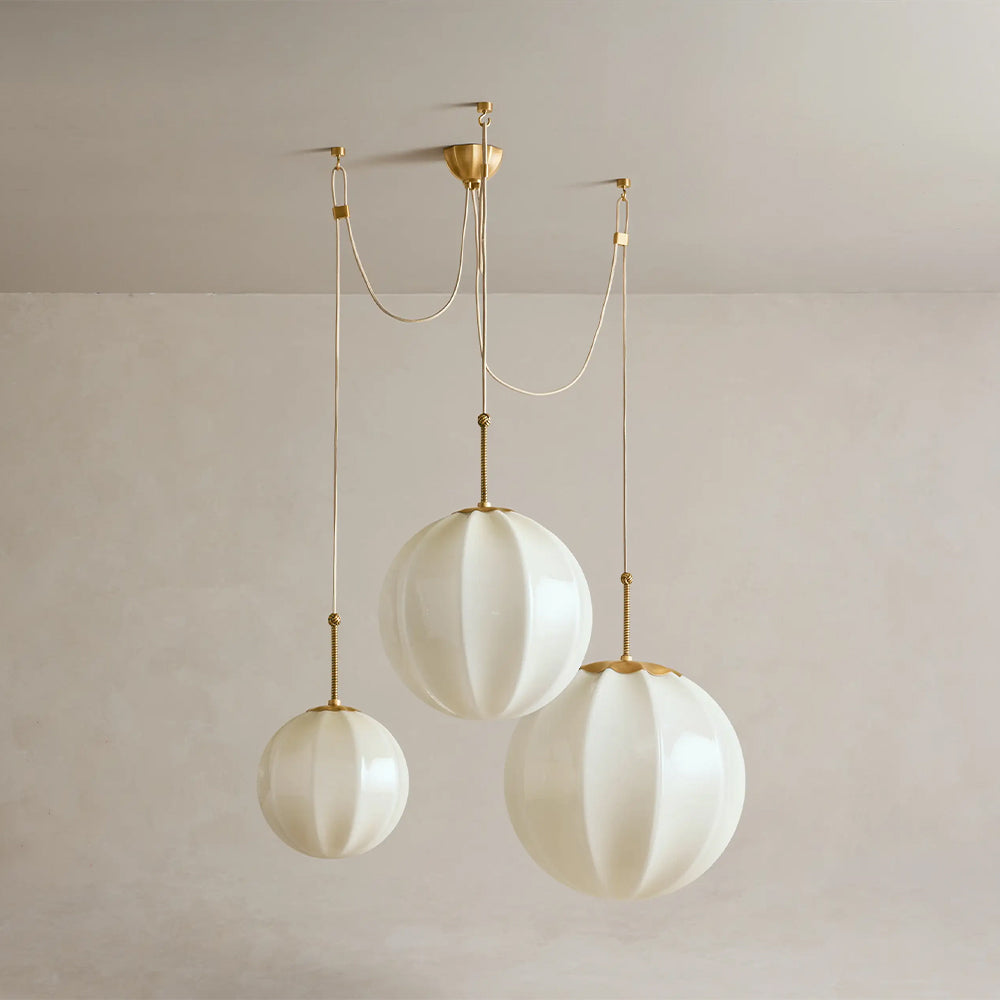 Aveline Multi-Globe Ribbed Opal Glass Chandelier - XYlight