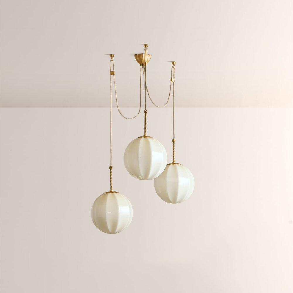 Aveline Multi-Globe Ribbed Opal Glass Chandelier - XYlight