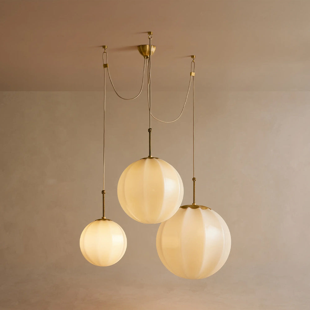 Aveline Multi-Globe Ribbed Opal Glass Chandelier - XYlight