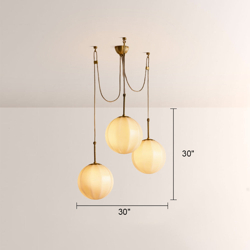 Aveline Multi-Globe Ribbed Opal Glass Chandelier - XYlight