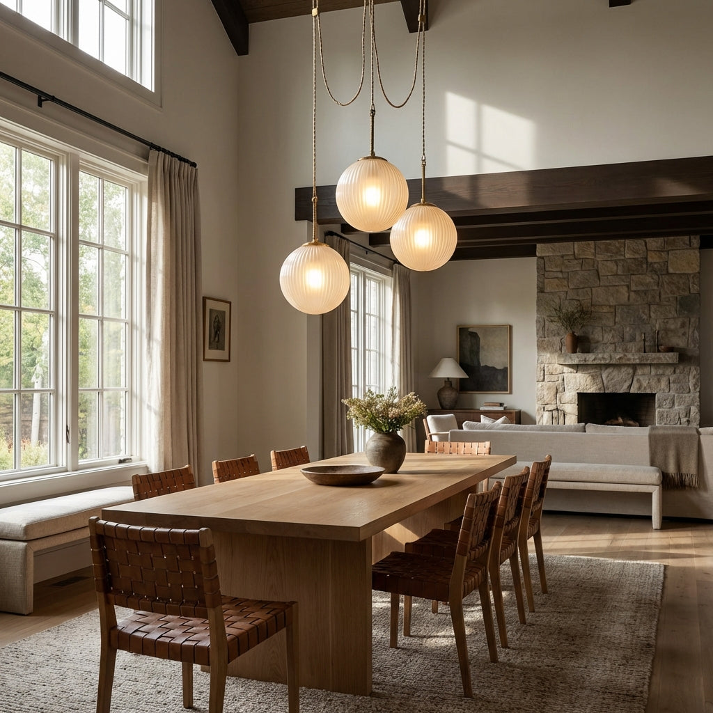 Aveline Multi-Globe Ribbed Opal Glass Chandelier - XYlight