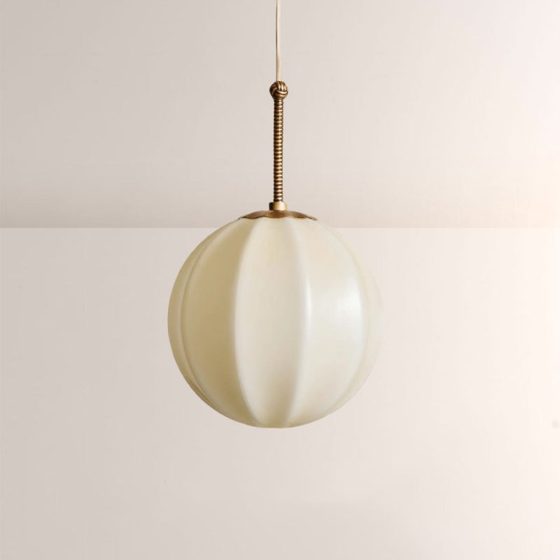 Aveline Ribbed Opal Glass Pendant