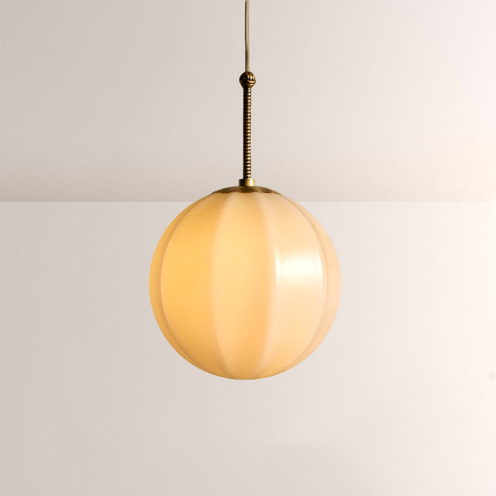 Aveline Ribbed Opal Glass Pendant - XYlight