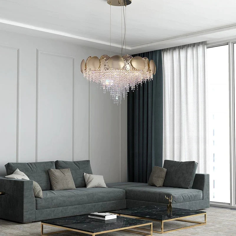 Betsy Round Brass Crystal Chandelier - XYlight