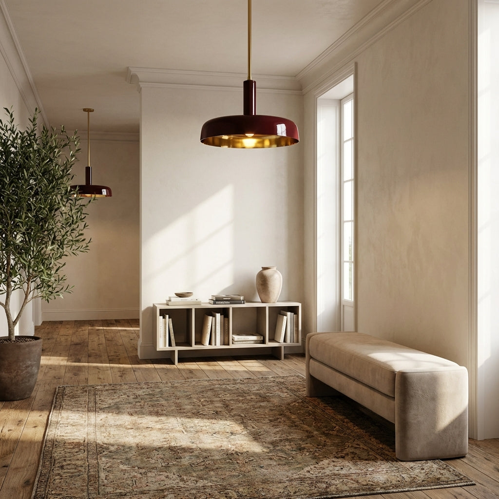 Brennan Gloss Lacquer & Brass Pendant - XYlight