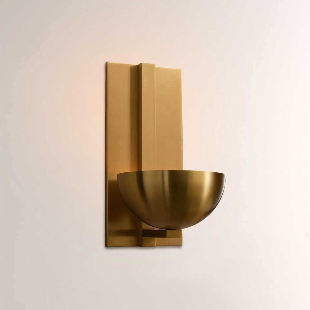 Briar Alabaster Bowl Wall Sconce with Brass Backplate - XYlight
