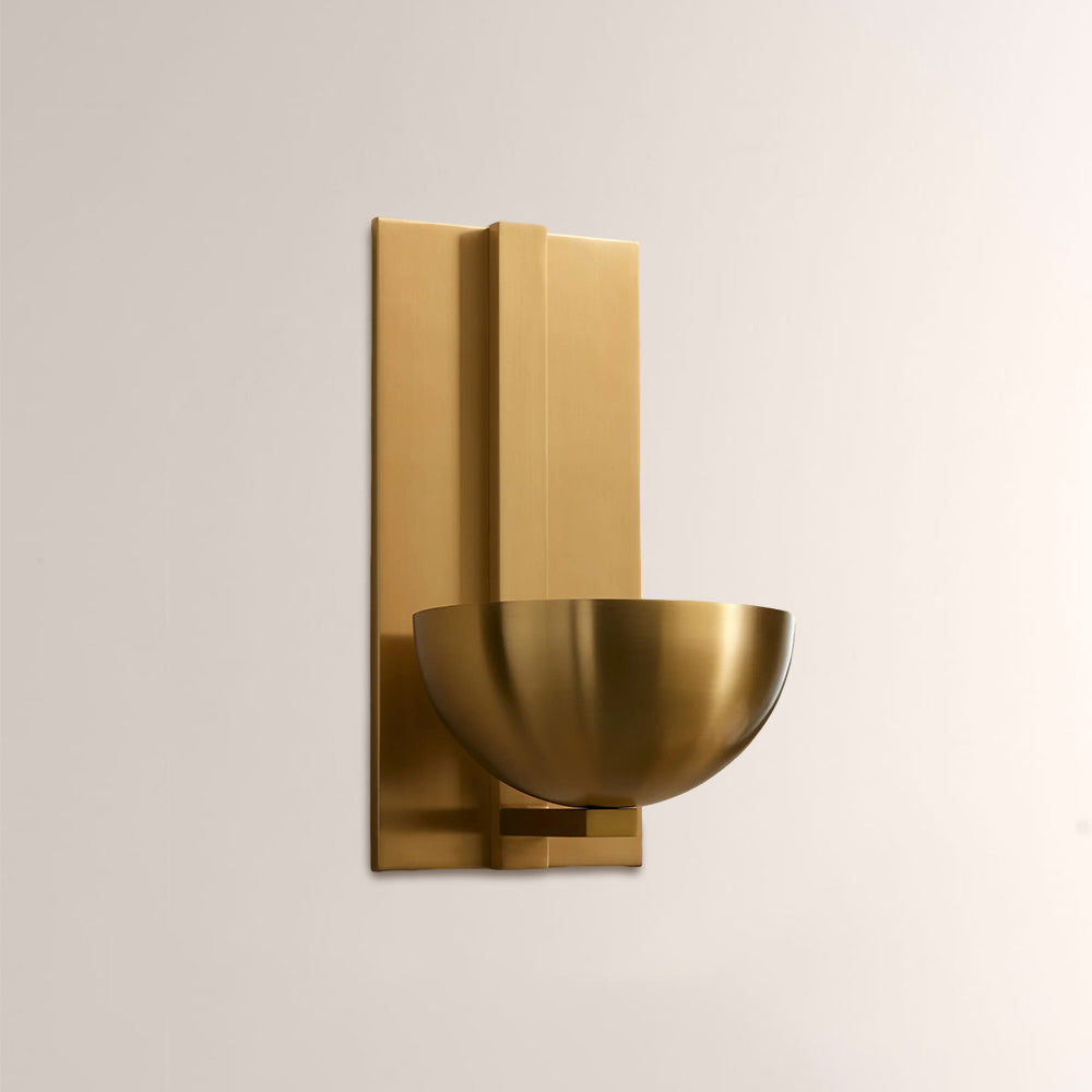 Briar Alabaster Bowl Wall Sconce with Brass Backplate - XYlight