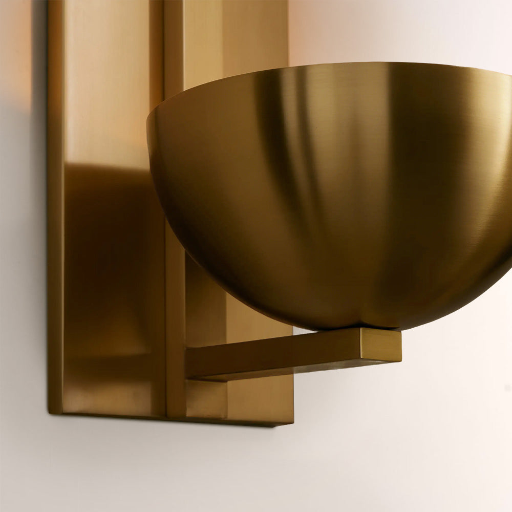 Briar Alabaster Bowl Wall Sconce with Brass Backplate - XYlight