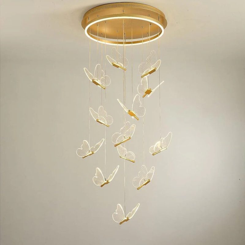 Buttorfly Chandelierv Modern Metal Disk Acrylic Ceiling Light