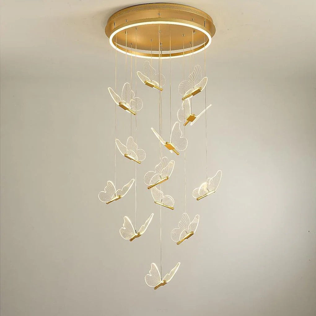 Buttorfly Chandelierv Modern Metal Disk Acrylic Ceiling Light - XYlight