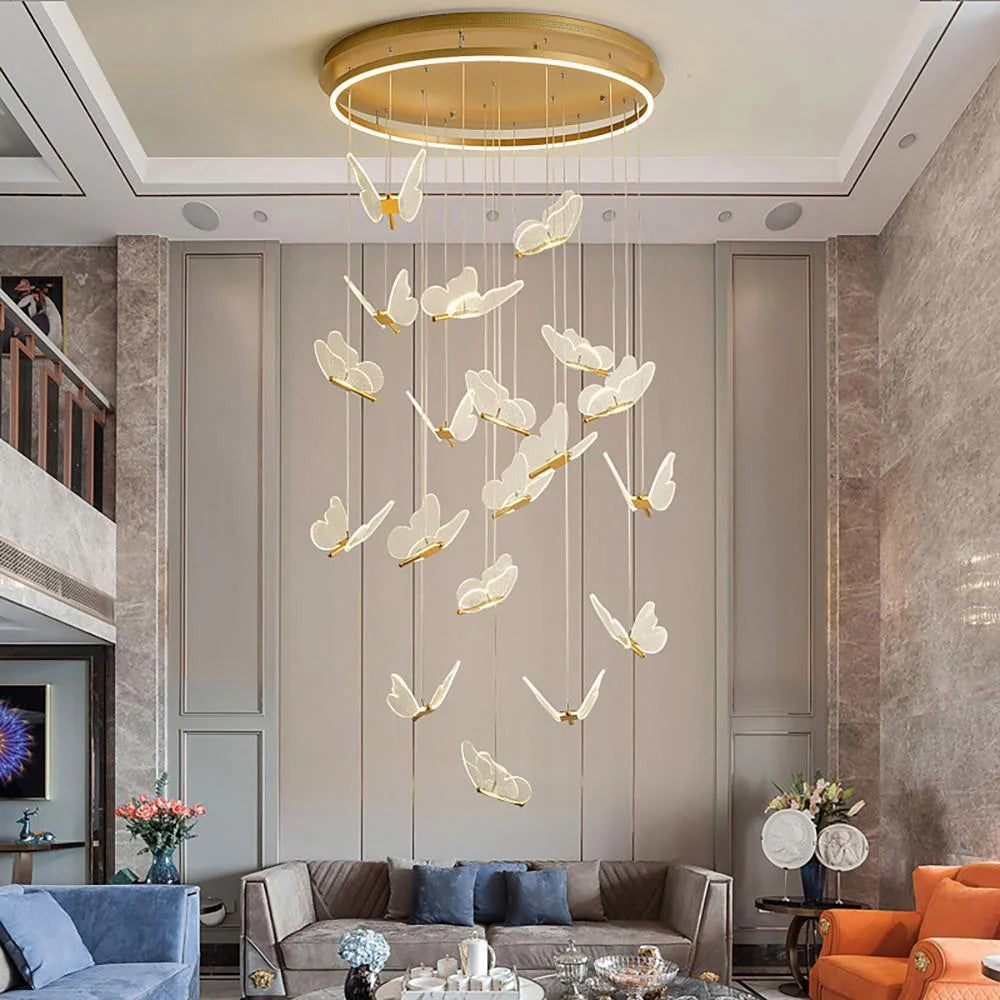 Buttorfly Chandelierv Modern Metal Disk Acrylic Ceiling Light - XYlight