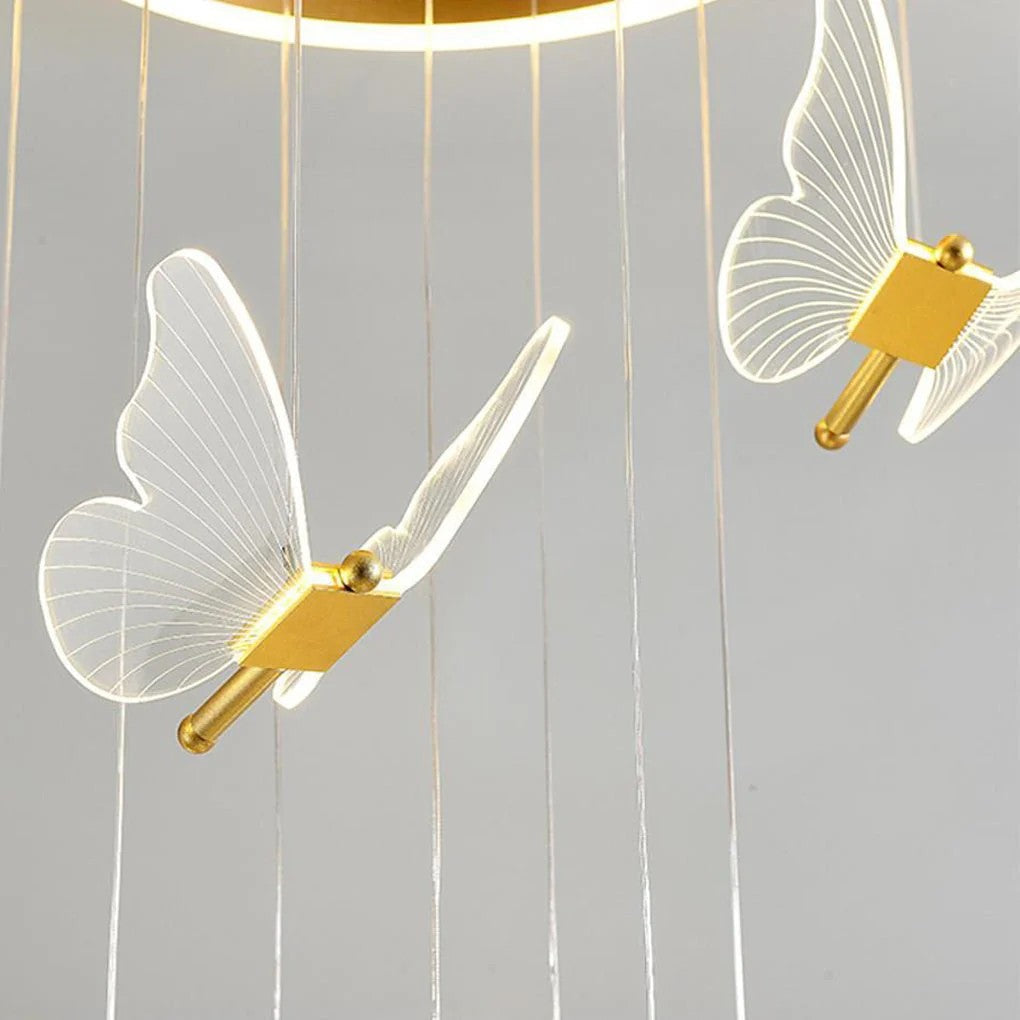 Buttorfly Chandelierv Modern Metal Disk Acrylic Ceiling Light - XYlight