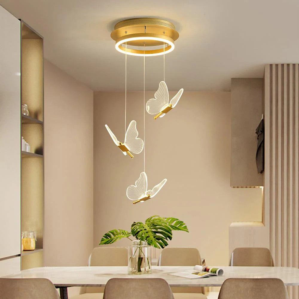 Buttorfly Chandelierv Modern Metal Disk Acrylic Ceiling Light - XYlight