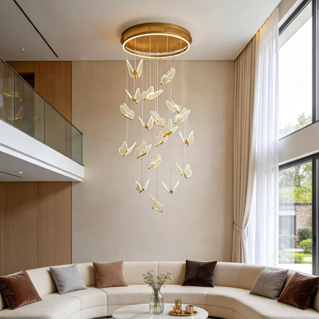 Buttorfly Chandelierv Modern Metal Disk Acrylic Ceiling Light - XYlight