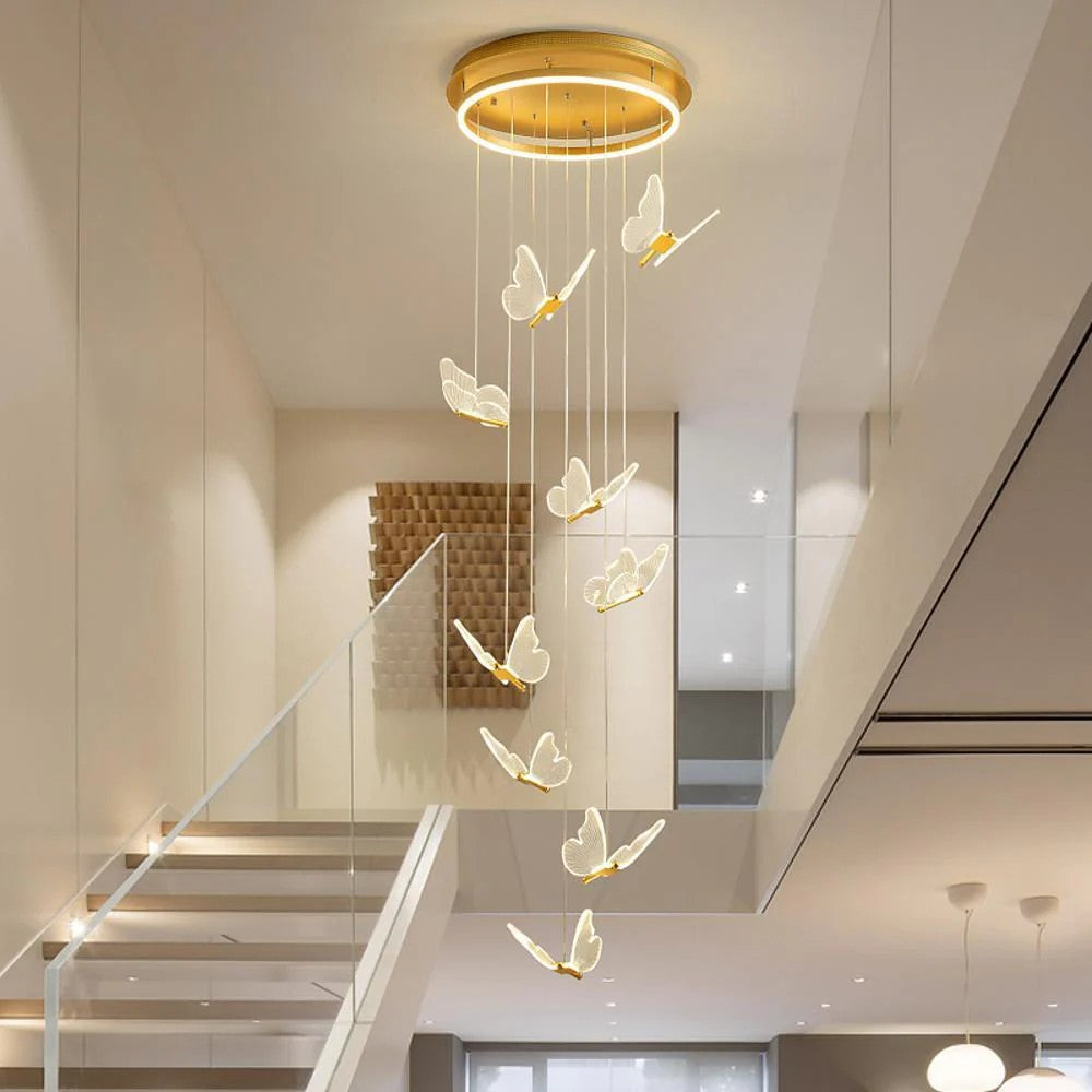 Buttorfly Chandelierv Modern Metal Disk Acrylic Ceiling Light - XYlight