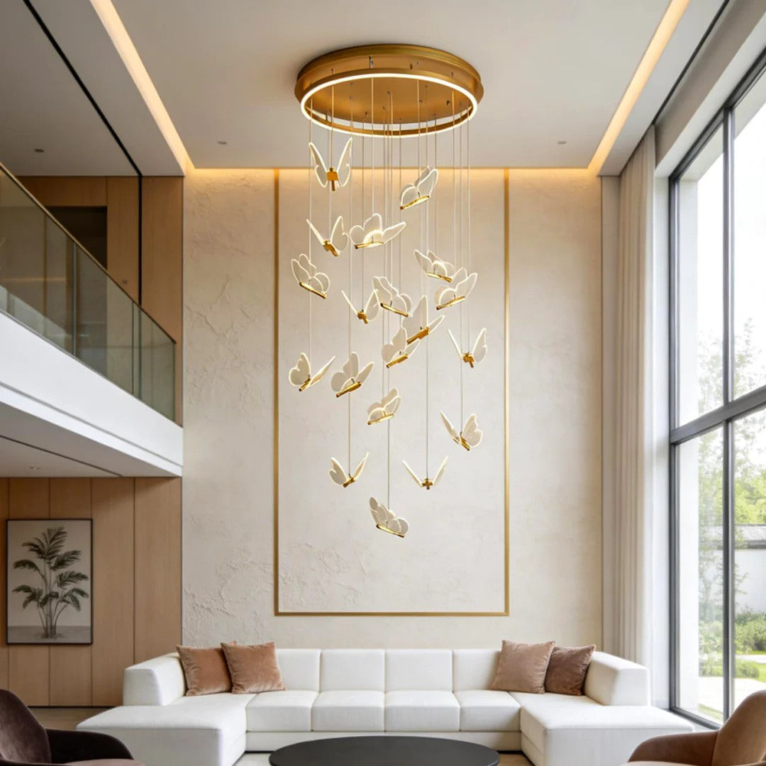 Buttorfly Chandelierv Modern Metal Disk Acrylic Ceiling Light - XYlight