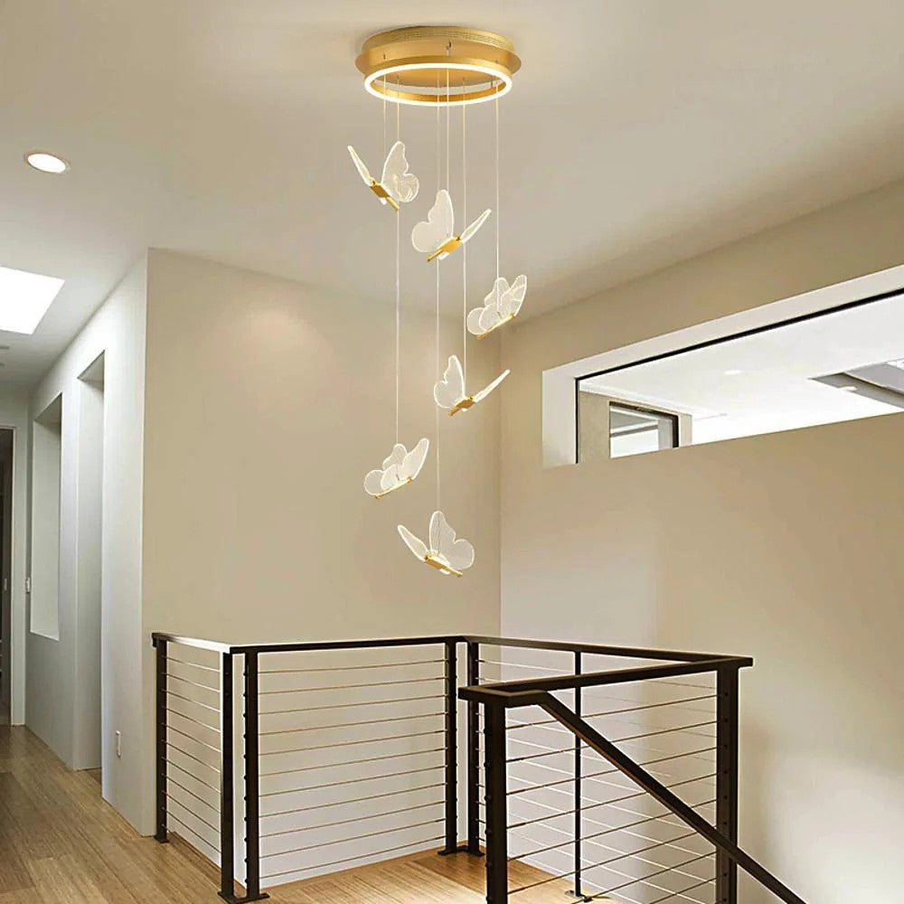 Buttorfly Chandelierv Modern Metal Disk Acrylic Ceiling Light - XYlight