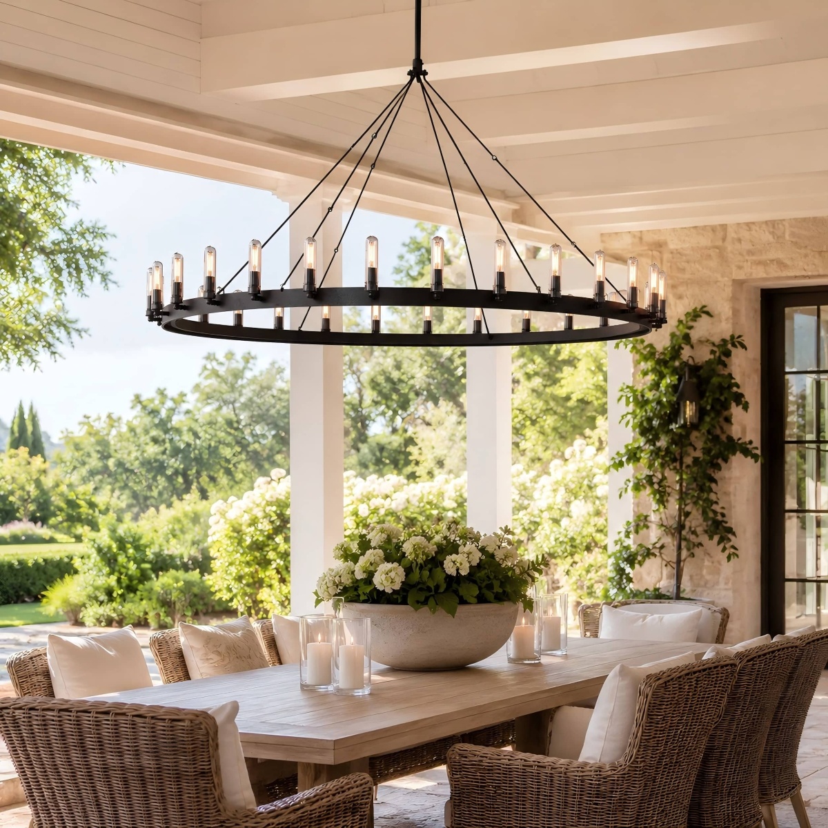 Camorven Vintage Filament Round Outdoor Chandelier - XYlight
