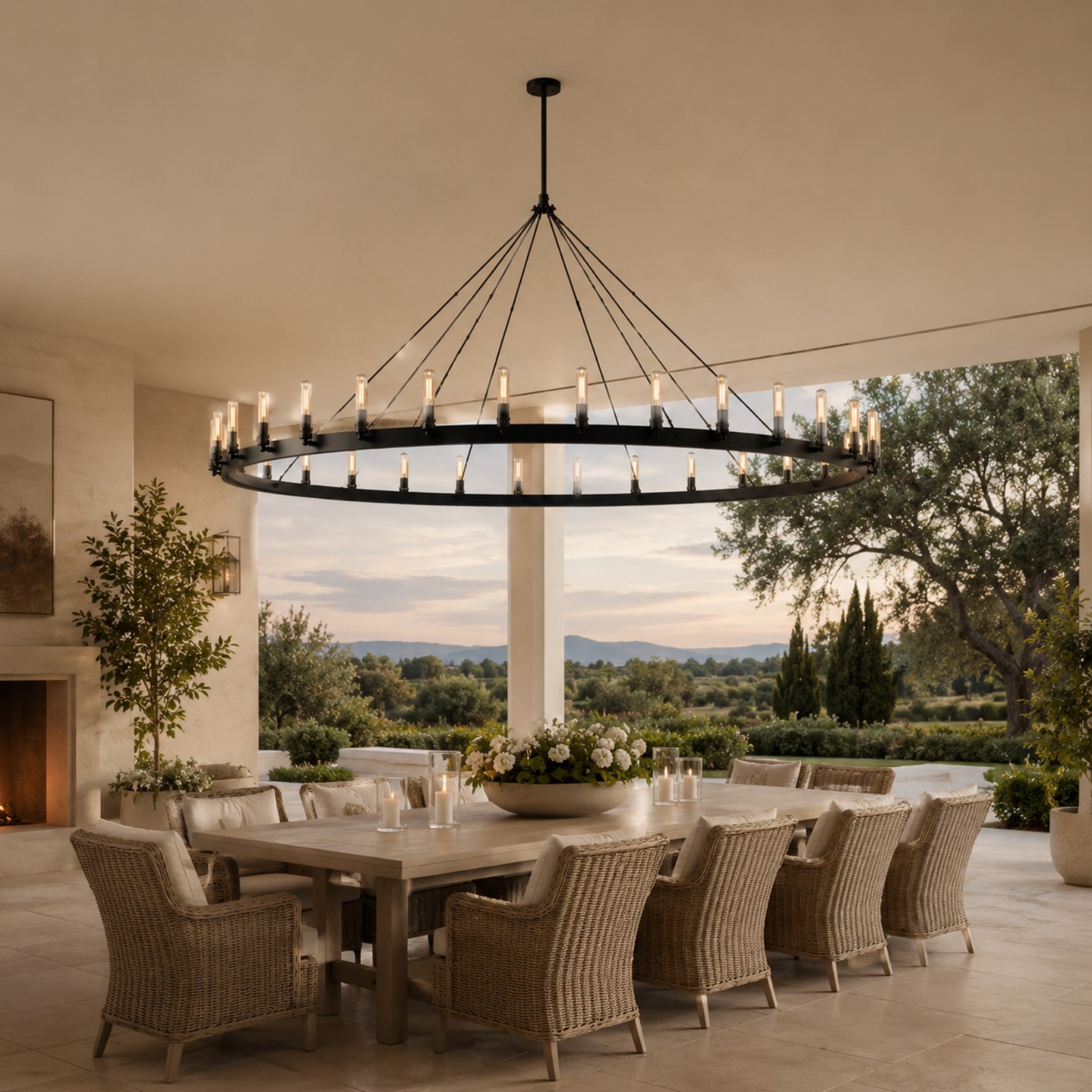 Camorven Vintage Filament Round Outdoor Chandelier - XYlight