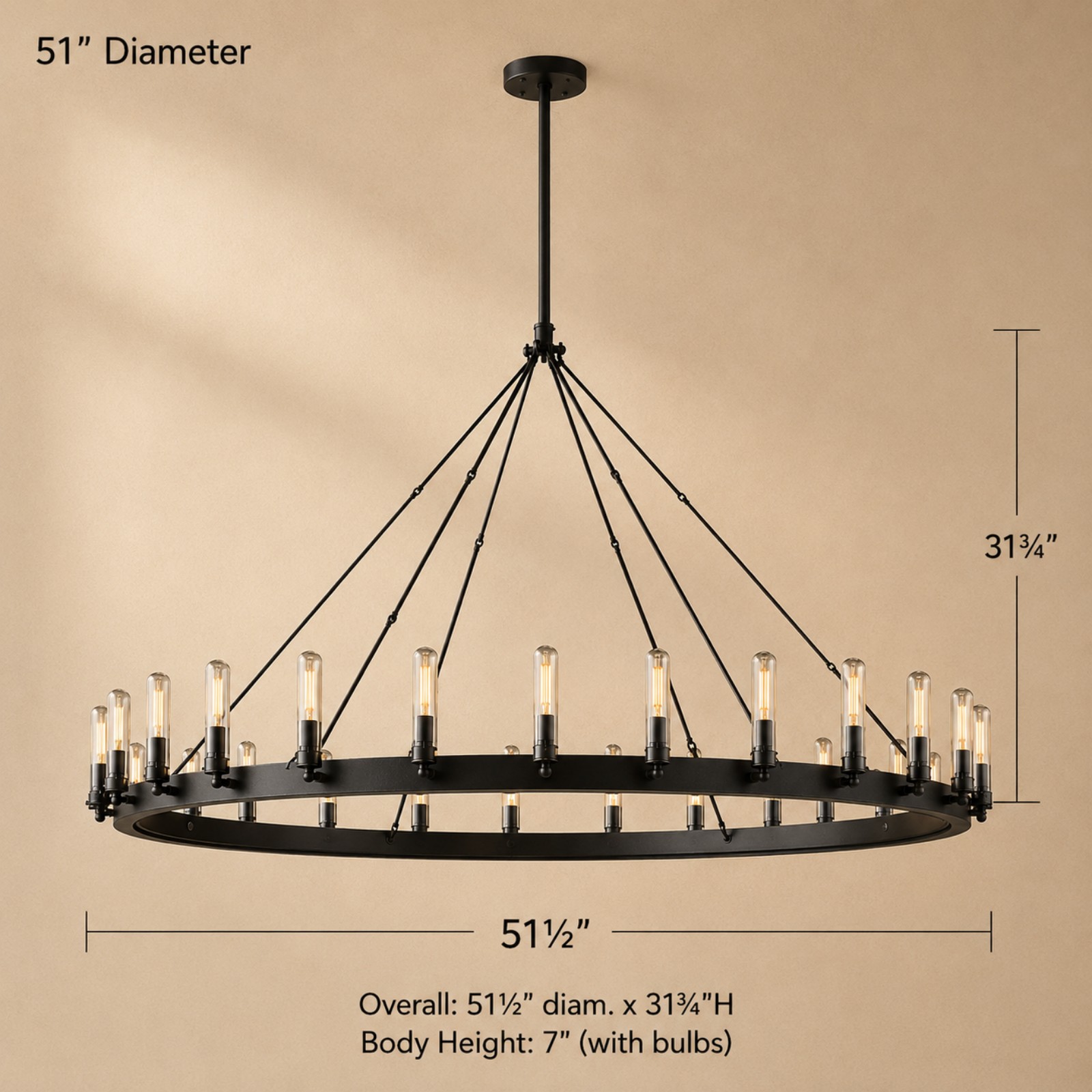 Camorven Vintage Filament Round Outdoor Chandelier - XYlight