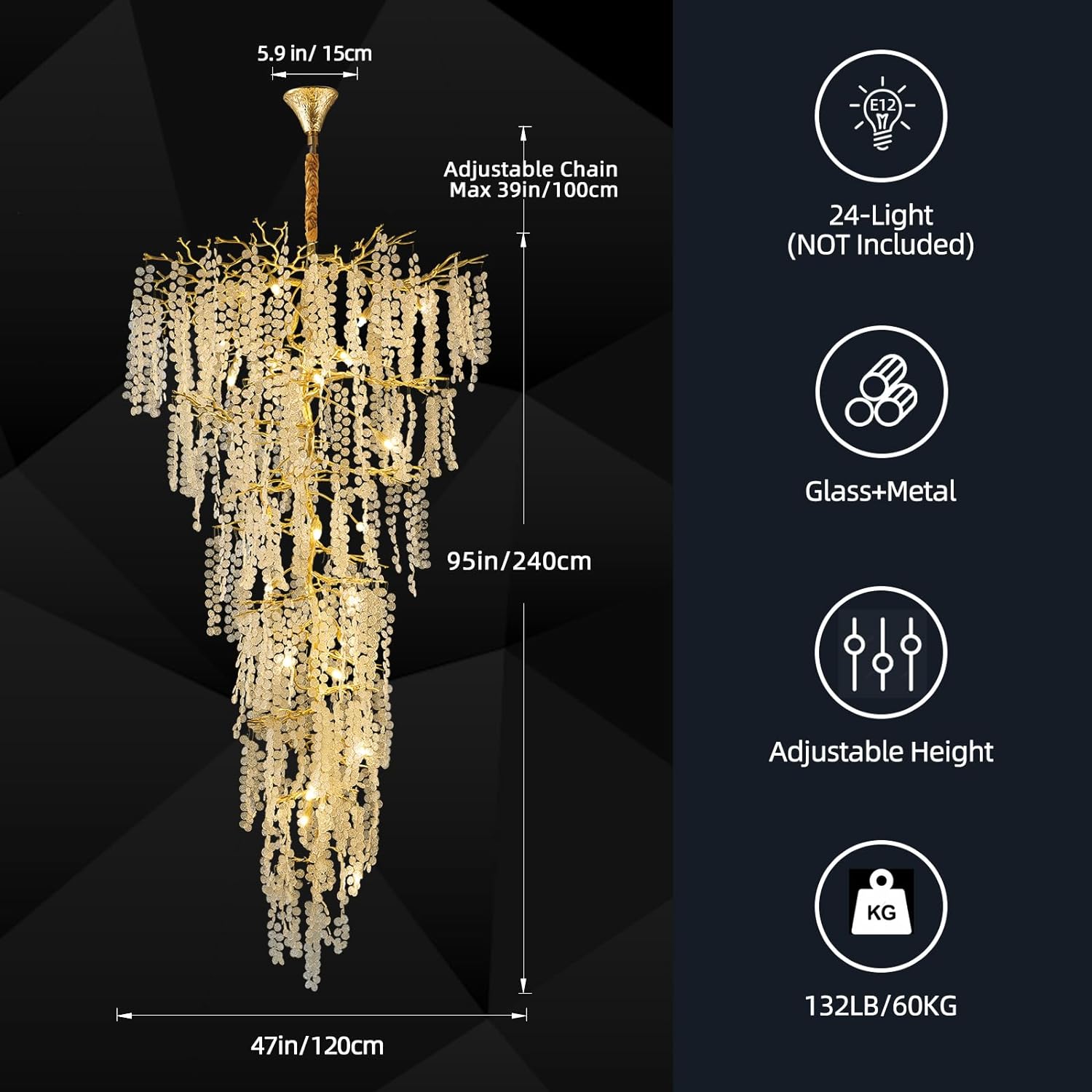 Cathy Crystal Tree Branch Staircase Chandelier - XYlight