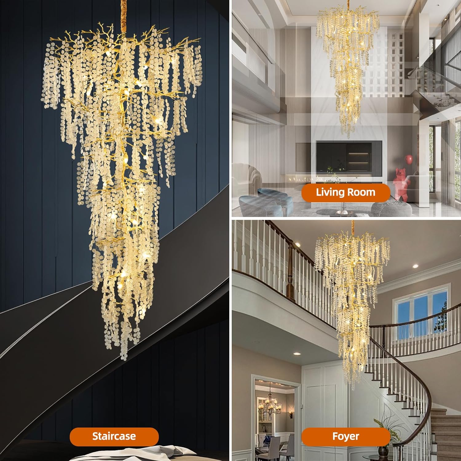 Cathy Crystal Tree Branch Staircase Chandelier - XYlight