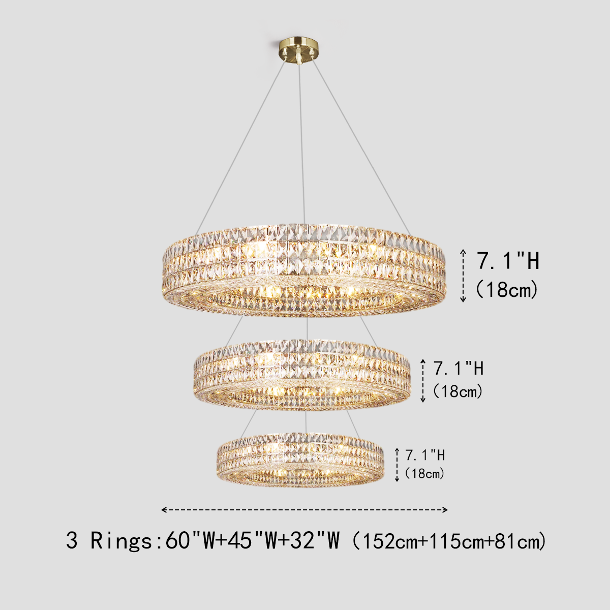 Ceda Halo Crystal Multi-Tier Ring Chandelier - XYlight