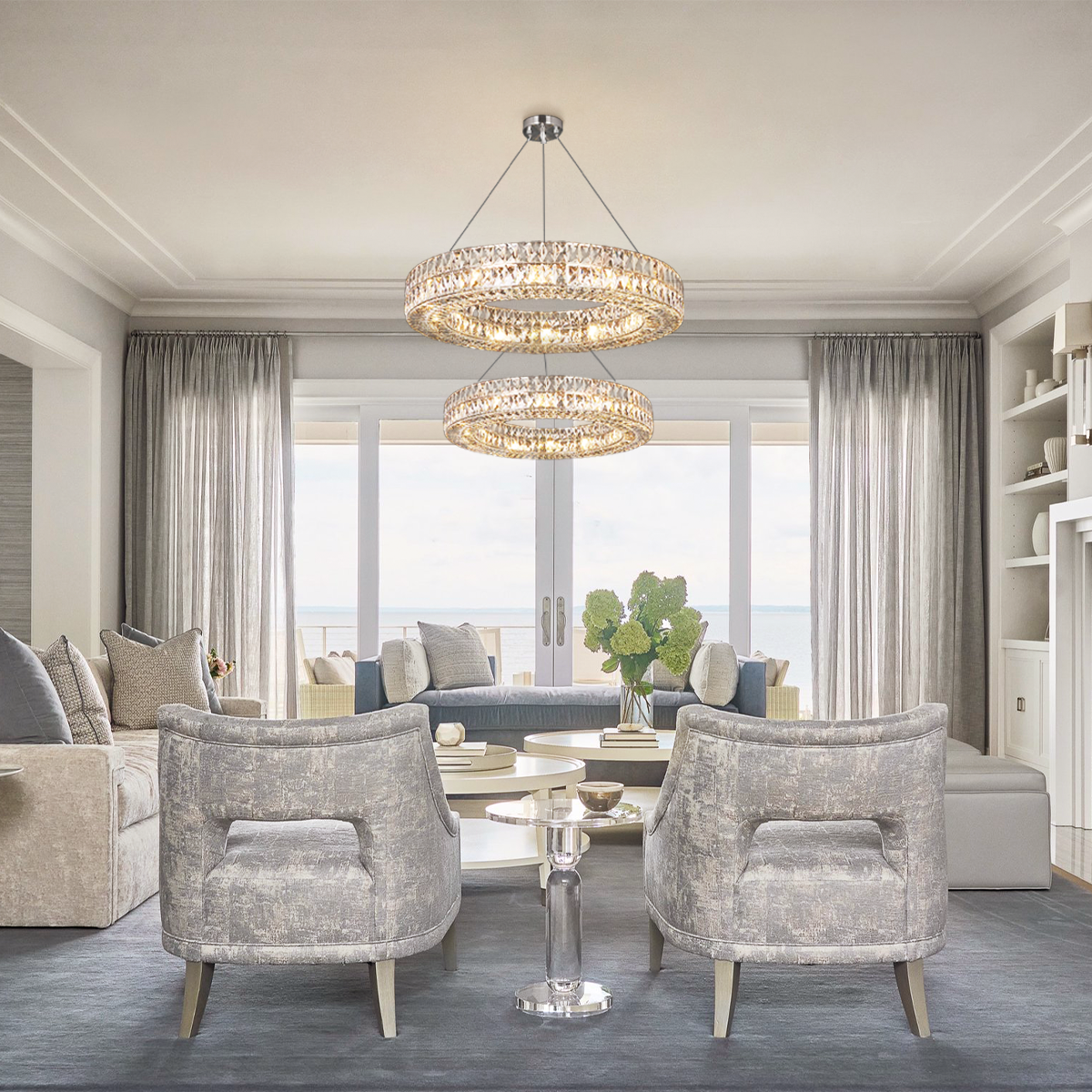 Ceda Halo Crystal Multi-Tier Ring Chandelier - XYlight