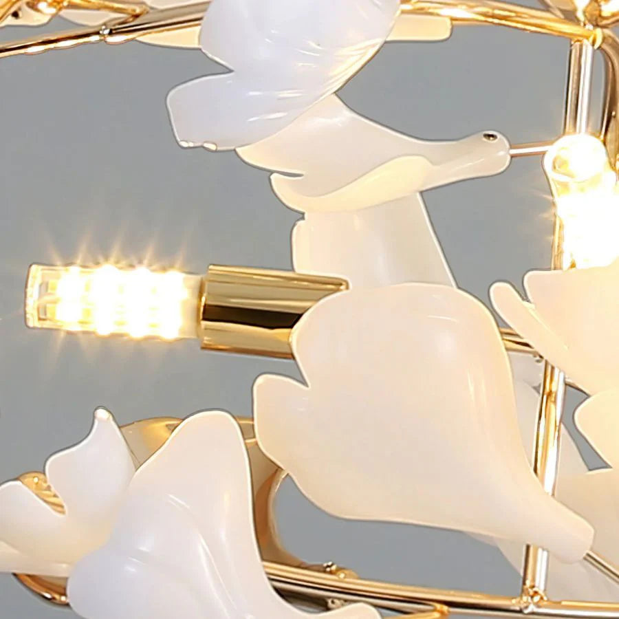 Ceramic Ginkgo Round Staircase Chandelier - XYlight