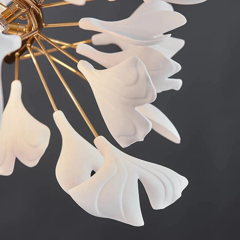Ceramic Ginkgo Round Staircase Chandelier - XYlight