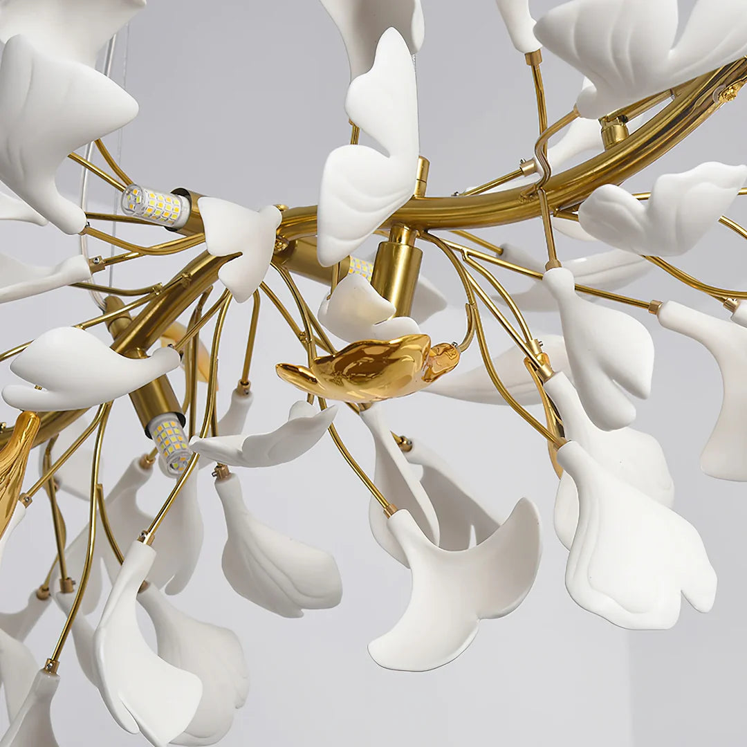 Ceramic Ginkgo Round Staircase Chandelier - XYlight