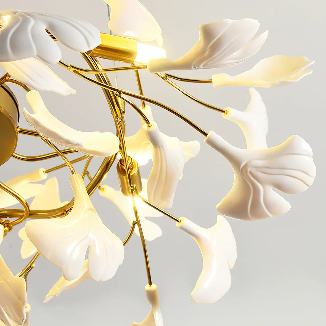 Ceramic Ginkgo Round Staircase Chandelier - XYlight