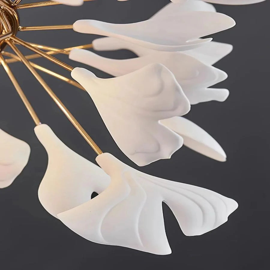 Ceramic Ginkgo Round Staircase Chandelier - XYlight