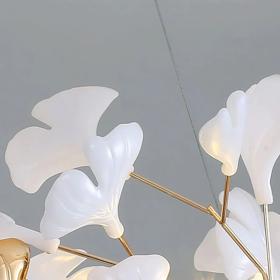 Ceramic Ginkgo Round Staircase Chandelier - XYlight