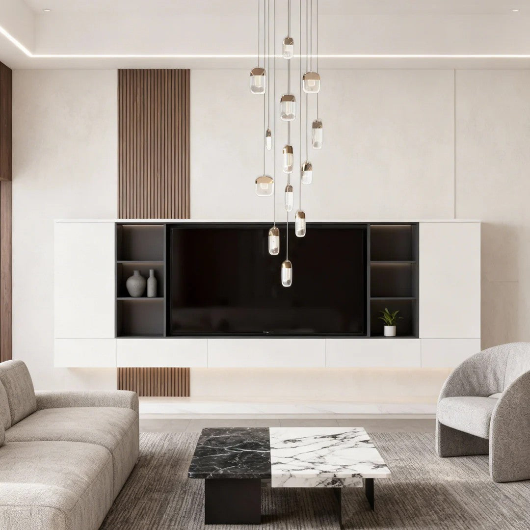 Chandelier for Staircase Full Copper Luxury Crystal Ceiling Light - XYlight