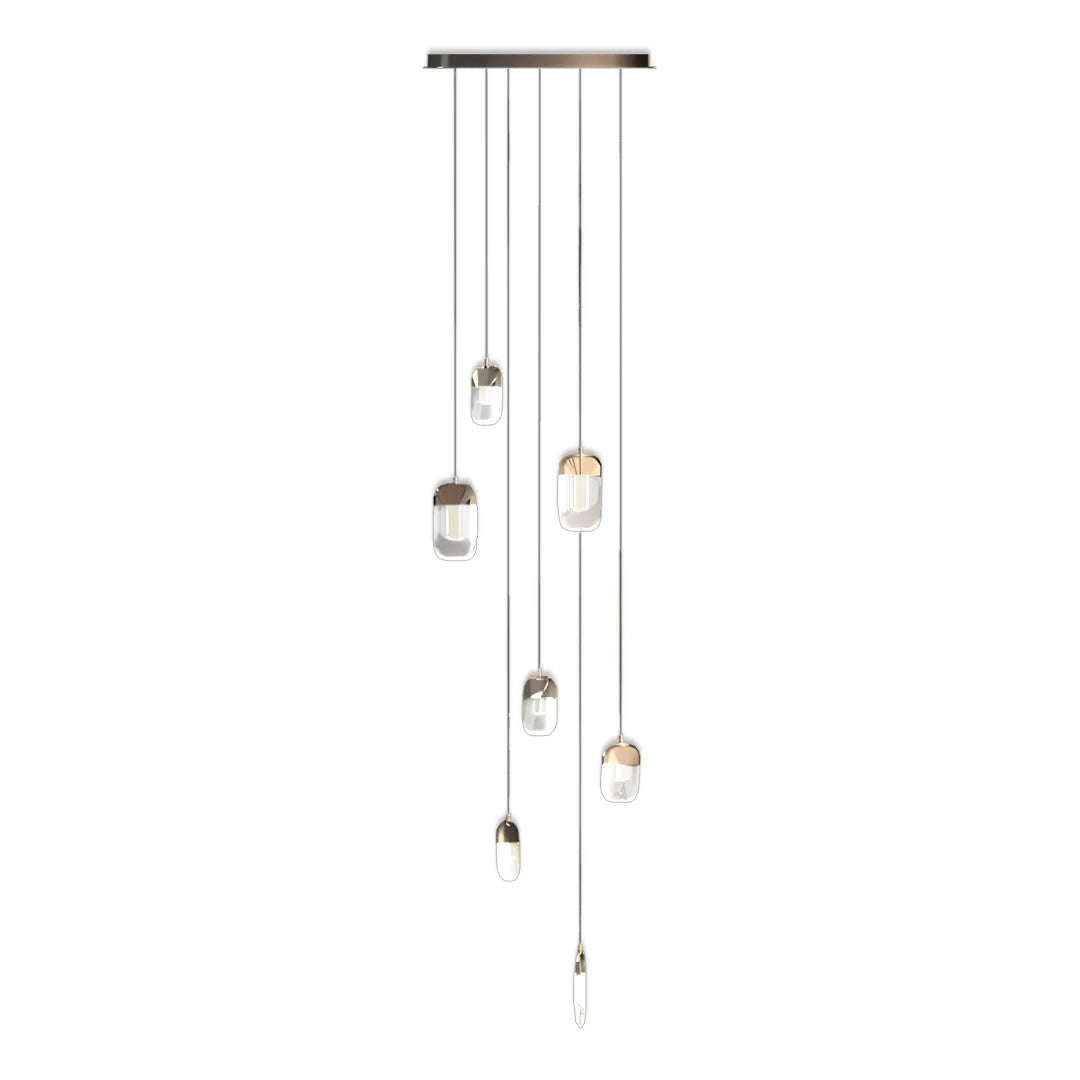 Chandelier for Staircase Full Copper Luxury Crystal Ceiling Light - XYlight