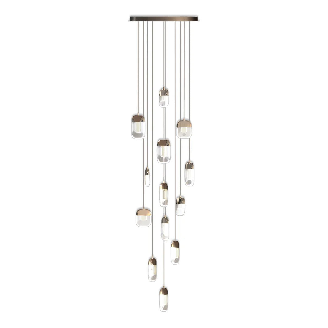 Chandelier for Staircase Full Copper Luxury Crystal Ceiling Light - XYlight