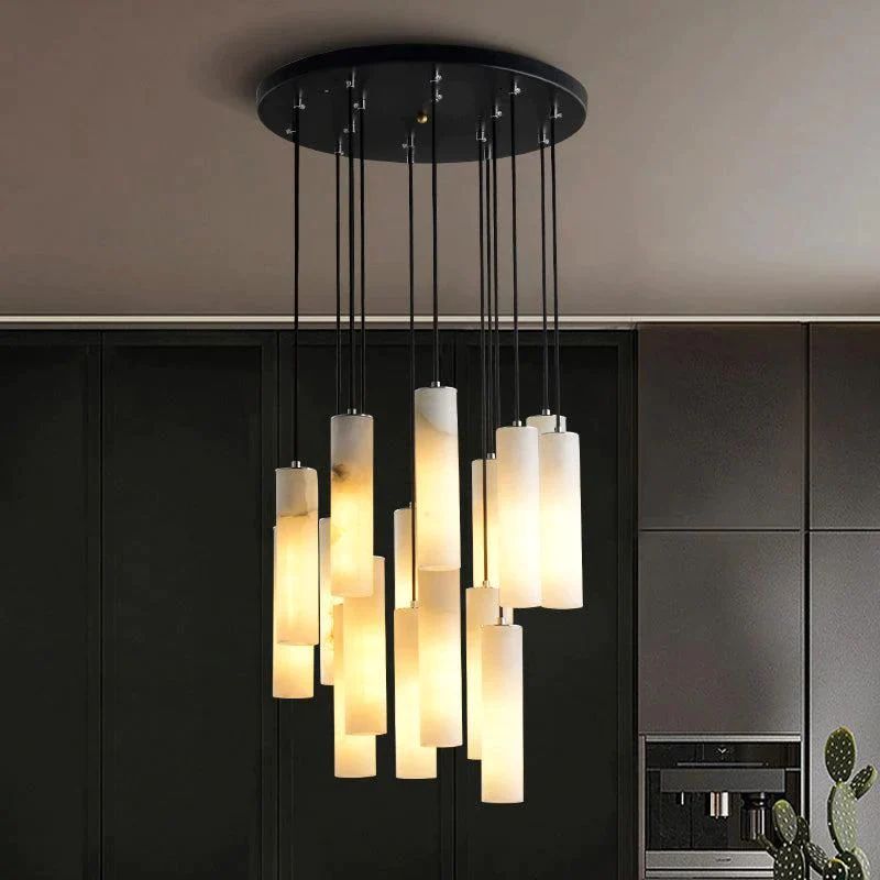 Ciladune Alabaster Cylindrical Round Chandelier - XYlight