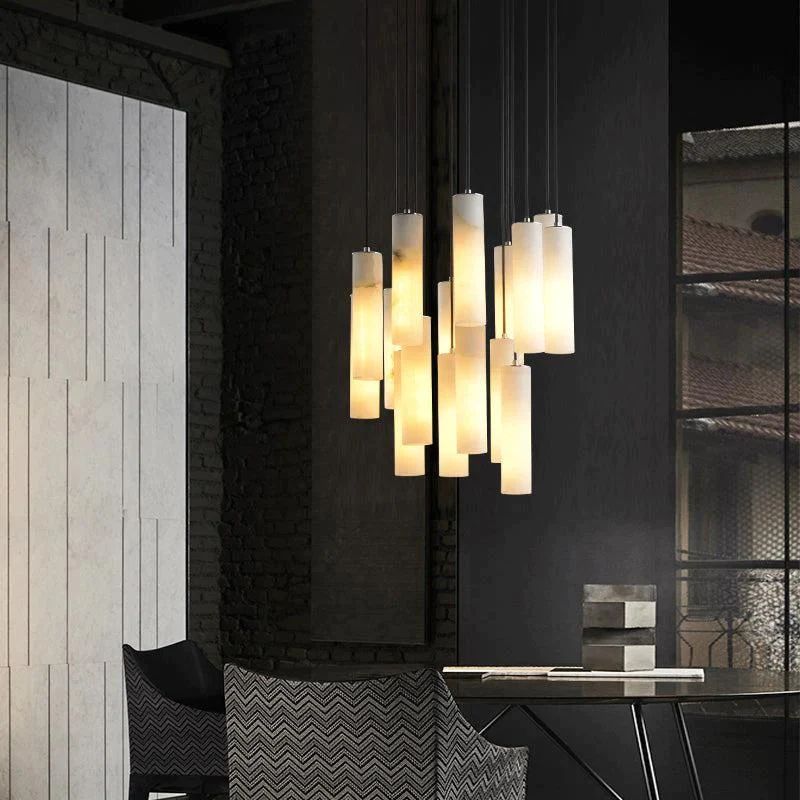 Ciladune Alabaster Cylindrical Round Chandelier - XYlight