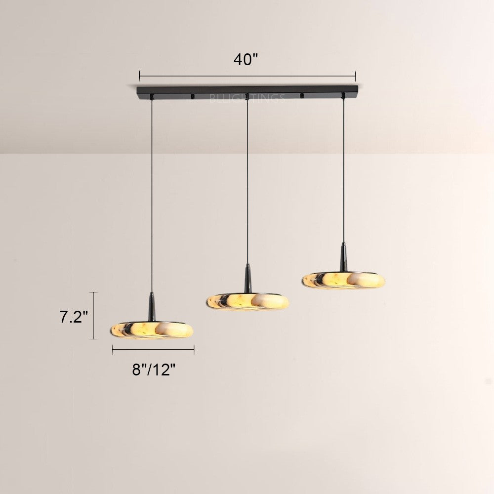 Collins Low-Profile Marble-Effect Linear Pendant(1/2/3-Head) - XYlight