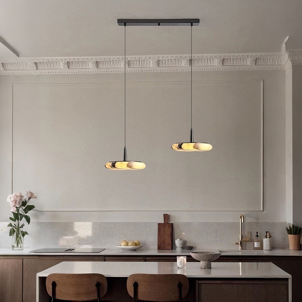 Collins Low-Profile Marble-Effect Linear Pendant(1/2/3-Head) - XYlight