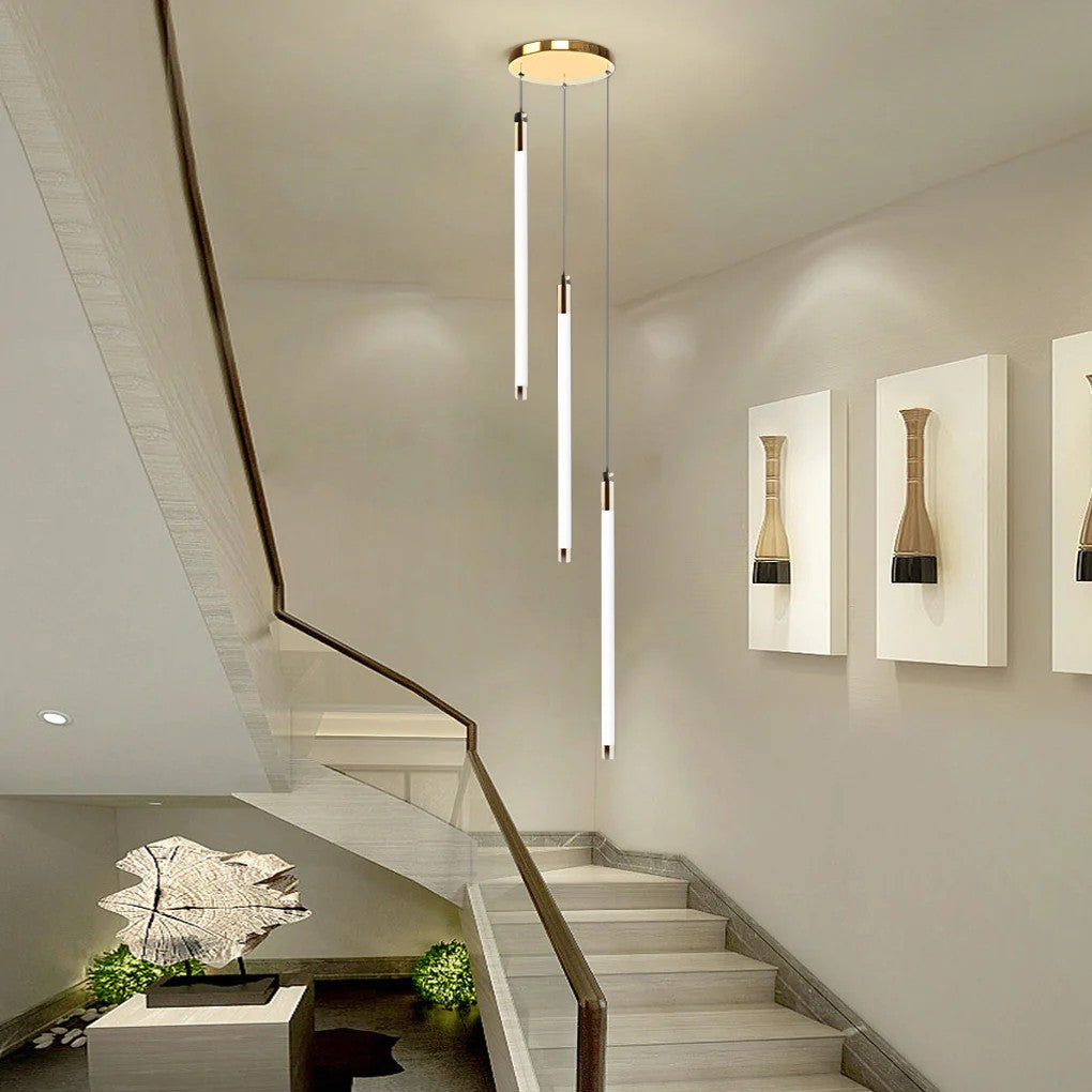 Contemporary Staircase Chandelier Spiral Tube Ceiling Light - XYlight